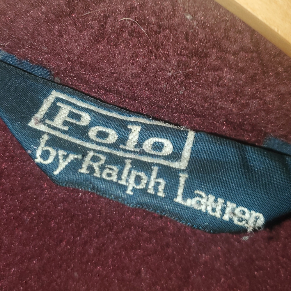 Vintage Polo RL Harrington Fleece Jacket Polartec Technology Burgundy Red - Picture 8 of 10